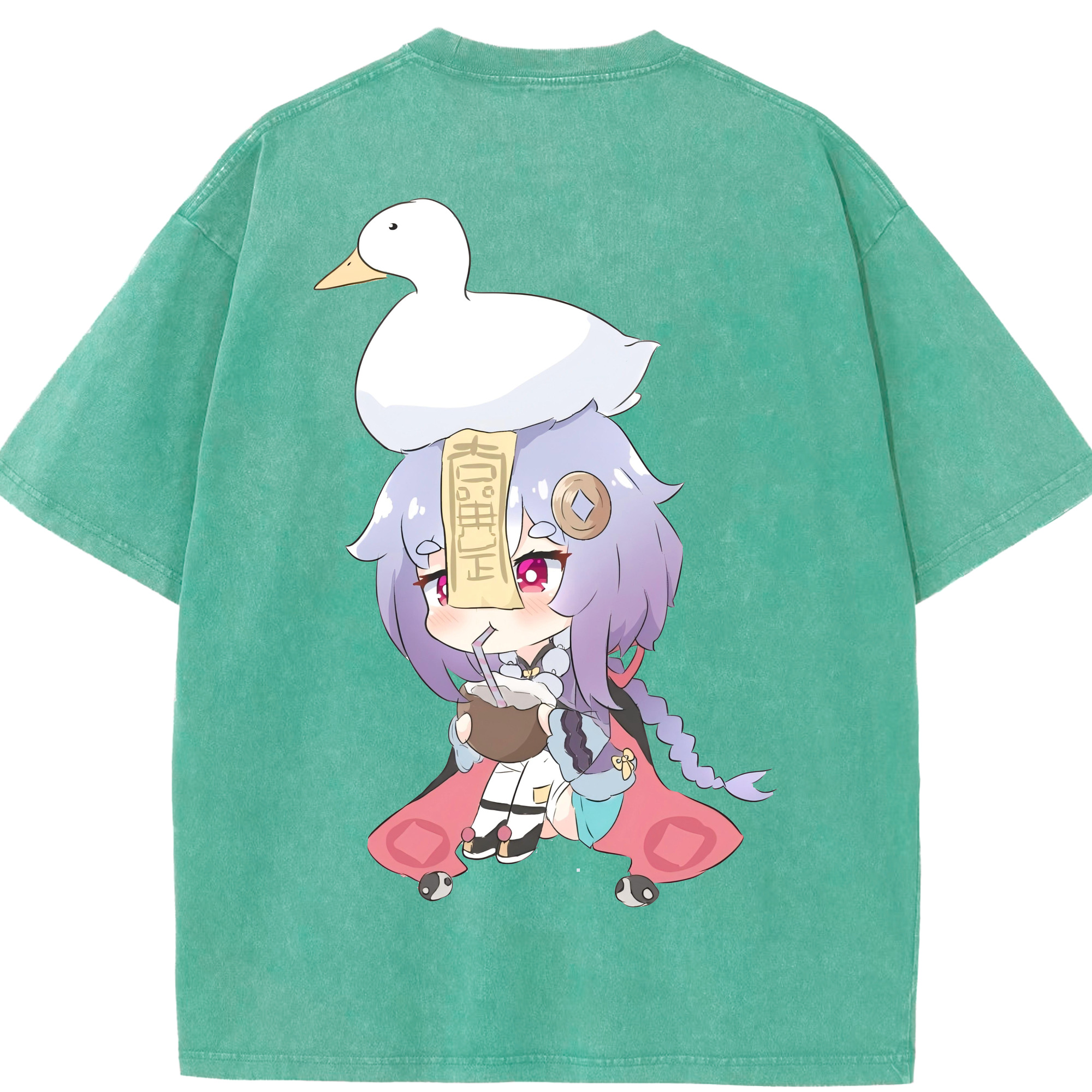げんし神 七七 なな  genshin Nana 綿100% ヴィンテージ風 半袖Tシャツ（背面プリント）